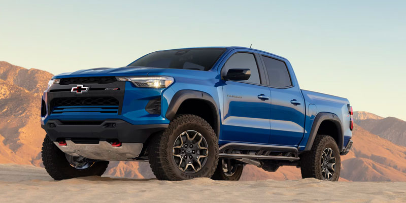 Blue Chevrolet Colorado off-road desert truck
